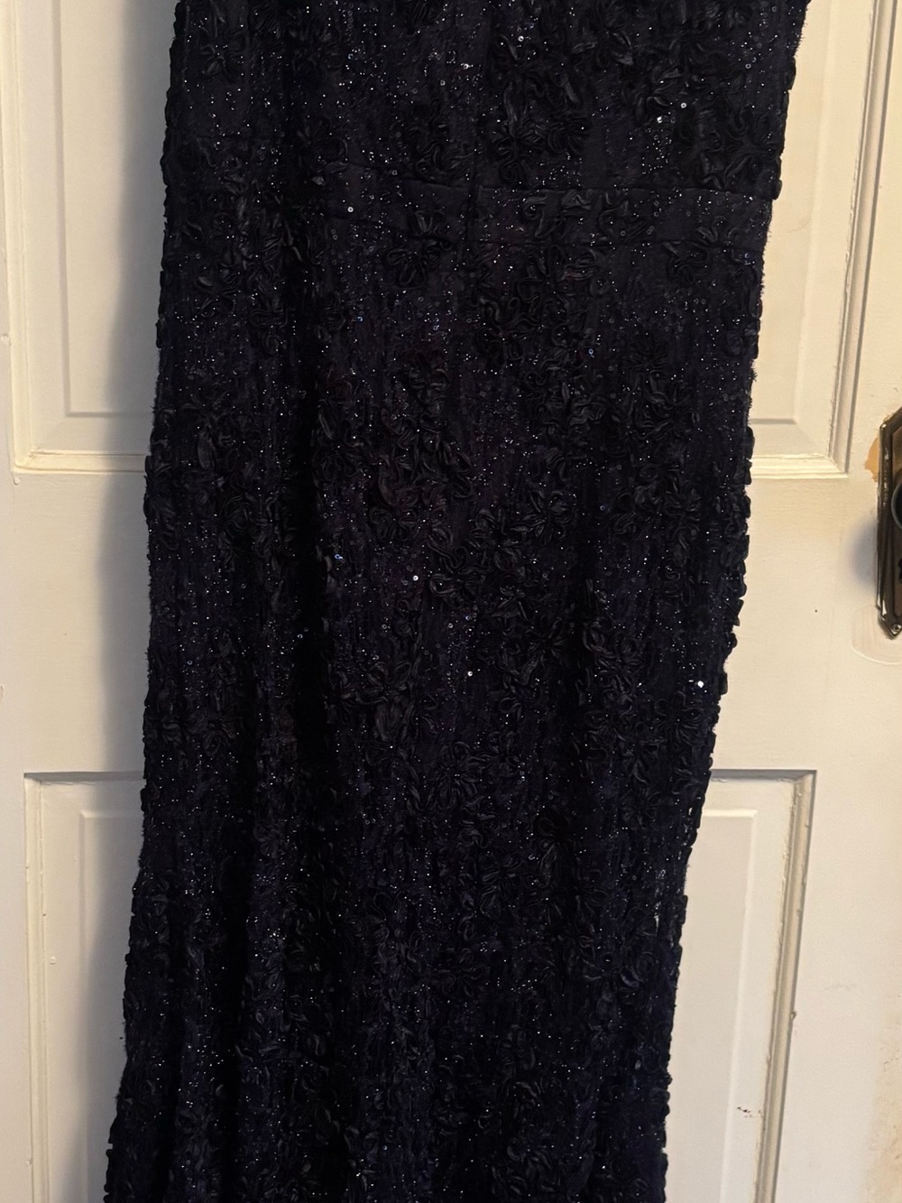 Xscape Navy One-Shoulder Sequin Evening Gown - Picture 3 of 5